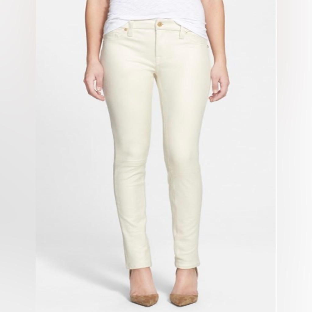 7 For All Mankind Women’s Ivity Skinny Jeans Size 31 Faux Leather Skinny Pants